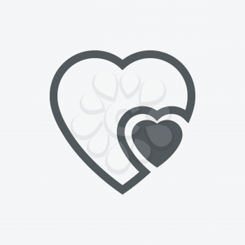 human heart icons ( signs ) or symbols for love - simple vector graphic. This illustration has the love icon on grey, green, orange and blue backgrounds & useful for websites, documents, printing