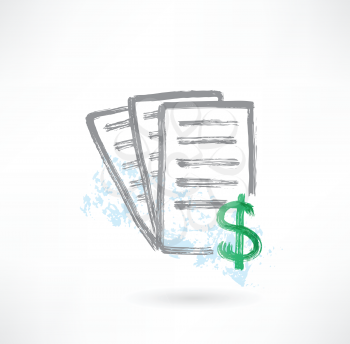 Document with dollar grunge icon
