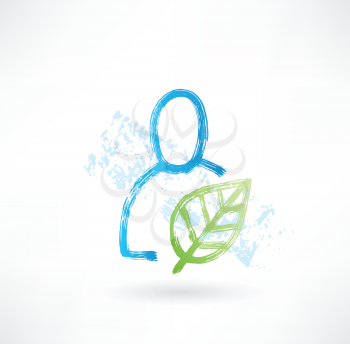 Person with plant grunge icon
