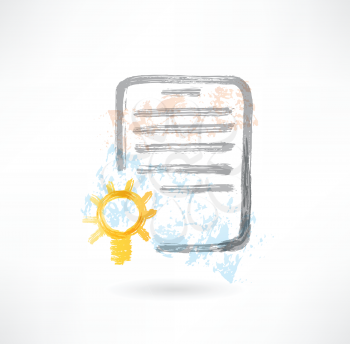 Document with lamp grunge icon.