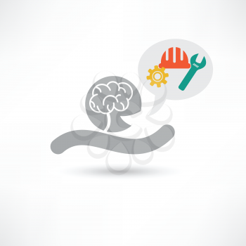 Brain and tools icon