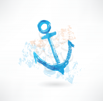 Blue anchor grunge icon