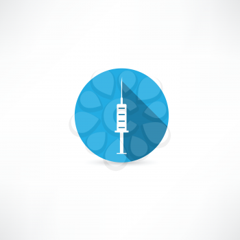 Medical  syringe in the blue circle