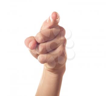 Human hand with one finger forward