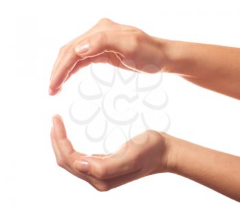 Two human hands showing sphere