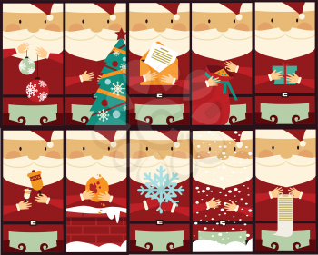 set of pictures with Santa Claus illustration