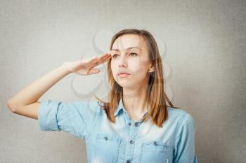  military woman hand gesture greetings to the head