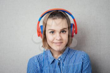 smiling girl with headphones