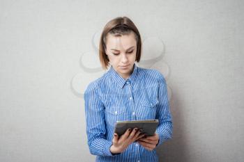 Woman using digital tablet computer