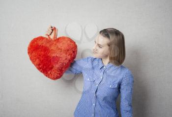 young girl with heart