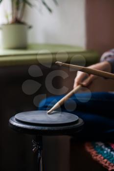 An instructional Drum Practice Pad used for learning drums