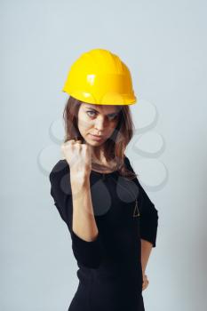 girl in the construction helmet