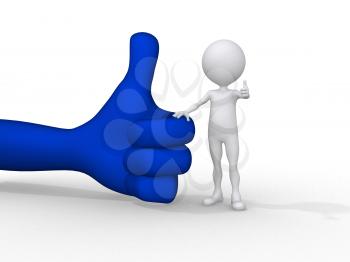 Royalty Free Clipart Image of a Person Giving a Thumbs Up Beside a Thumbs Up