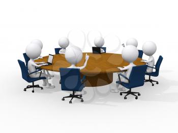Royalty Free Clipart Image of Figures at a Business Meeting