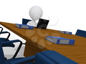 Royalty Free Clipart Image of a Figure Waiting in a Boardroom