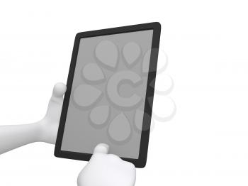 Royalty Free Clipart Image of a Figure Working on Tablet