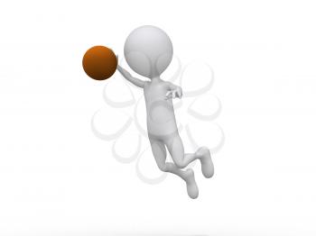 Royalty Free Clipart Image of a Figure Making a Dunk With a Basketball