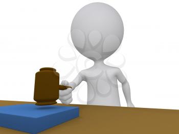 Royalty Free Clipart Image of a Figure Using a Gavel