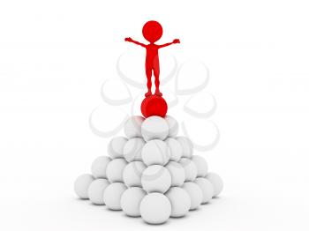 Royalty Free Clipart Image of a Man on a Stack of Golf Balls
