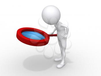 Royalty Free Clipart Image of a Person Holding a Magnifying Glass