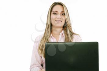 Business woman using laptop in office