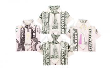 Custom clothes from the dollar bills isolated 