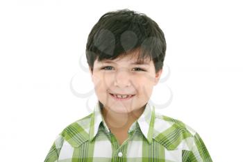 Cute smiling happy little boy isolated on white background 