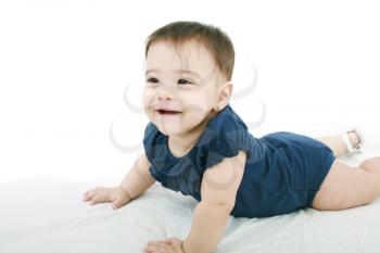 little child baby smiling closeup portrait on white background 