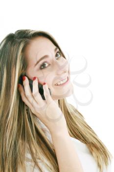 Beautiful woman talking on her cell phone 
