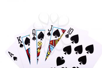 Highest hand in poker, royal flush of spades 
