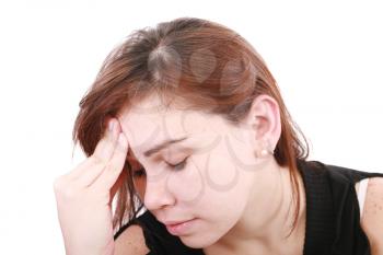 woman having a headache 
