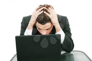 Worried businessman with paperwork stressful businesslife