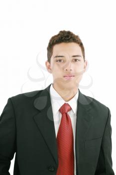 Young good looking business man on a white background isolated