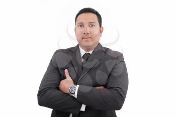 Portrait of a business man isolated on white background. Studio shot.