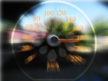 Speedometer scoring high speed in a fast motion blur