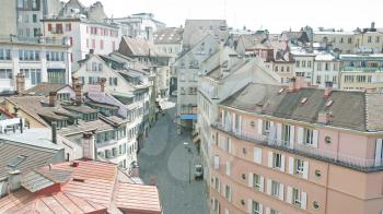 Roofs of Lausanne, Switzerland, in the spring
