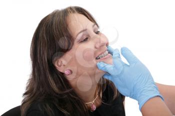 Female patient looking treating at her dentist