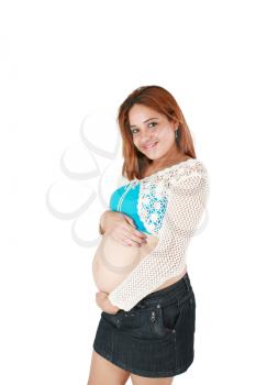 Smiling happy young pregnant woman 
