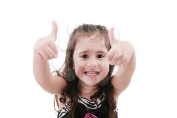 Royalty Free Photo of a Little Girl Giving Two Thumbs Up