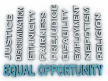 3d image Equal opportunity issues concept word cloud background