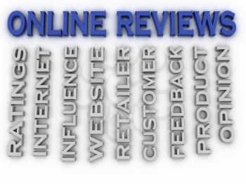 3d image Online reviews issues concept word cloud background