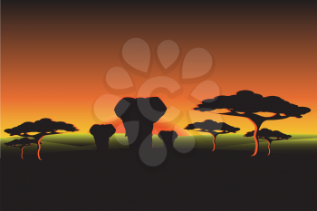 Royalty Free Clipart Image of Elephant Silhouettes