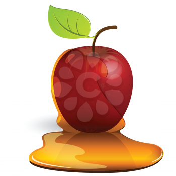 Royalty Free Clipart Image of an Apple Dipped in Caramel