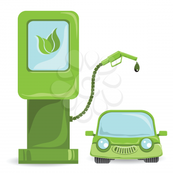 Royalty Free Clipart Image of a Car Getting Fuel