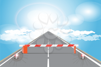 Royalty Free Clipart Image of a Barrier on a Road