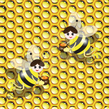 Royalty Free Clipart Image of Honeybees Flying