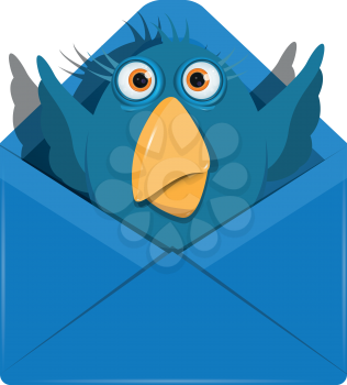 Royalty Free Clipart Image of a Bird in an Envelope
