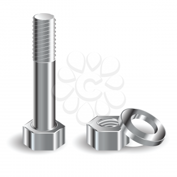 Royalty Free Clipart Image of Bolts, Nuts and Screws