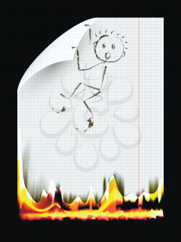 Royalty Free Clipart Image of a Burning Piece of Paper