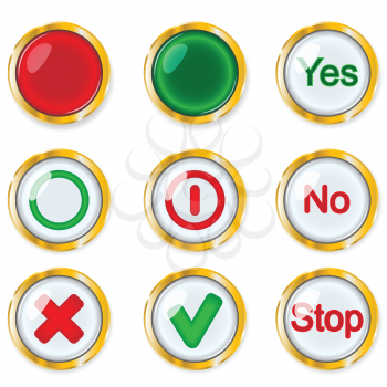 Royalty Free Clipart Image of Nine Buttons